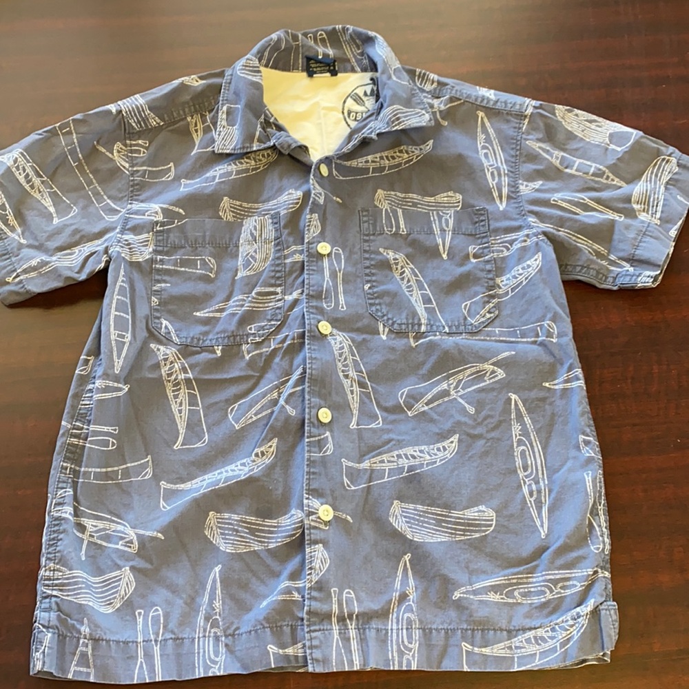 Canoe print, collard button down shirt . Good used condition